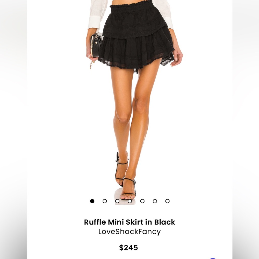 LoveShackFancy Navy Ruffle Mini Skirt